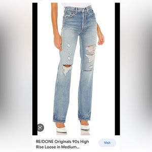Re/done 90’s High rise relaxed distressed straight leg Jeans